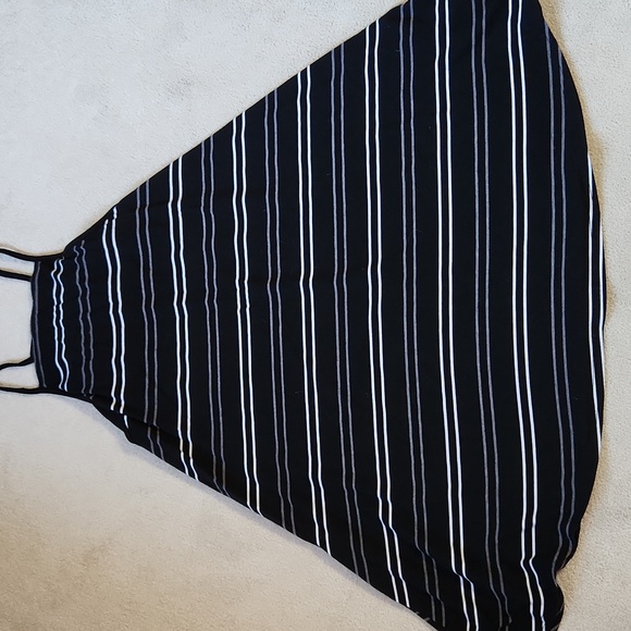 Summer Trapeze Swing Dress Black with White Stripes - Large - Picture 1 of 7